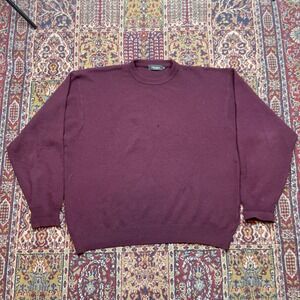 VTG 90s VIVA MODA‎ Italian Burgundy Pure New Wool Sweater Made in Italy XL